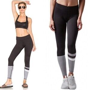 Lilybod Zoe High Waist Leggings Runaway Black  Black and White S NWOT